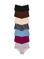 Victoria's Secret Nude/Brown/Leopard/Black/Blue Cheeky 7 Pack Knickers - Image 1 of 3