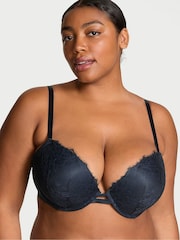 Victoria's Secret Dark Twlight Blue Push Up Rose Lace Bra - Image 1 of 3