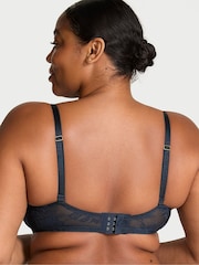 Victoria's Secret Dark Twlight Blue Push Up Rose Lace Bra - Image 2 of 3