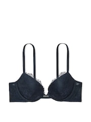 Victoria's Secret Dark Twlight Blue Push Up Rose Lace Bra - Image 3 of 3