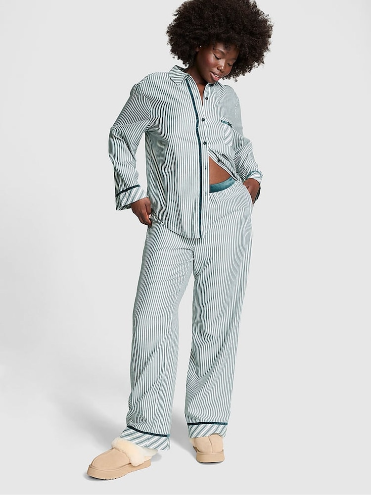 Victoria's Secret PINK Deep Forest Green Flannel Long Pyjama Set - Image 1 of 1