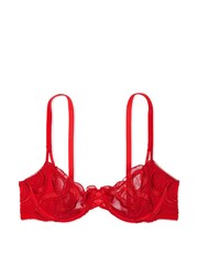 Victoria's Secret Vermillion Red Unlined Balcony Bow Embroidery Bra - Image 3 of 4