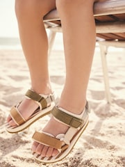 Neutral Standard Fit (F) Touch Fastening Adjustable Strap Tape Trekker Sandals - Image 1 of 2
