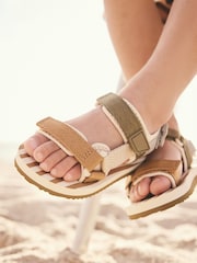 Neutral Standard Fit (F) Touch Fastening Adjustable Strap Tape Trekker Sandals - Image 2 of 2