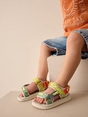Yellow Multi Standard Fit (F) Touch Fastening Adjustable Strap Tape Trekker Walking Sandals - Image 1 of 8