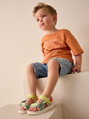 Yellow Multi Standard Fit (F) Touch Fastening Adjustable Strap Tape Trekker Walking Sandals - Image 2 of 8