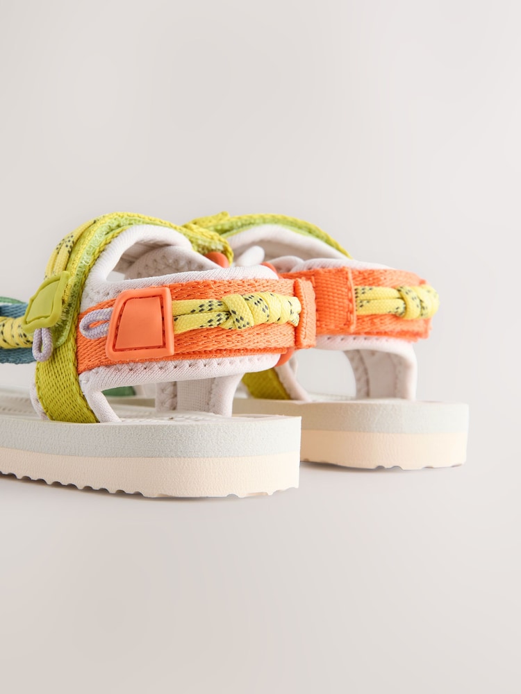 Yellow Multi Standard Fit (F) Touch Fastening Adjustable Strap Tape Trekker Walking Sandals - Image 4 of 8