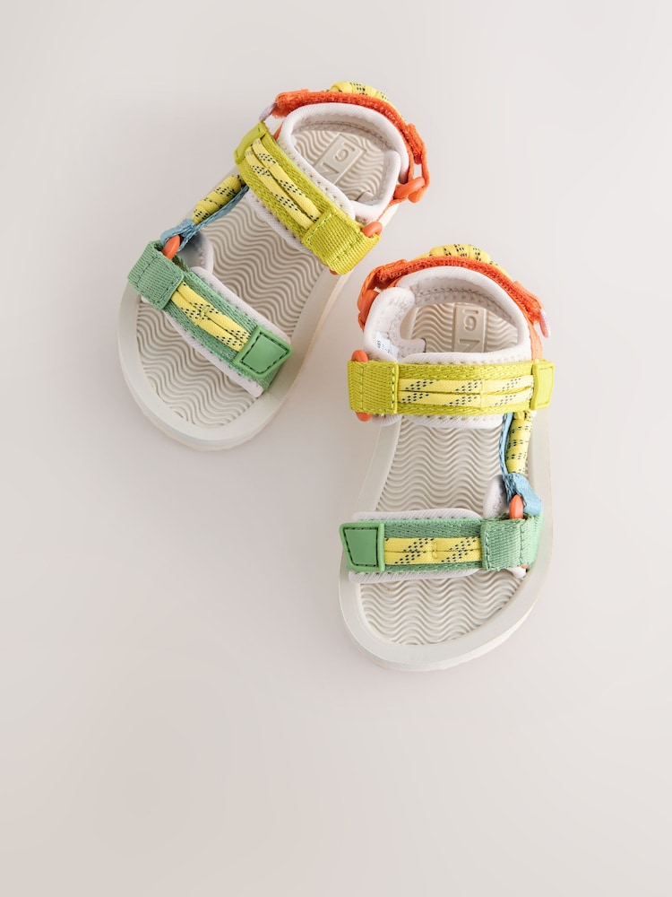 Yellow Multi Standard Fit (F) Touch Fastening Adjustable Strap Tape Trekker Walking Sandals - Image 7 of 8