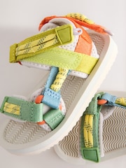 Yellow Multi Standard Fit (F) Touch Fastening Adjustable Strap Tape Trekker Walking Sandals - Image 8 of 8