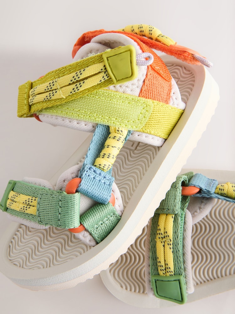 Yellow Multi Standard Fit (F) Touch Fastening Adjustable Strap Tape Trekker Walking Sandals - Image 8 of 8