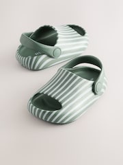 Sage Green Stripe Sliders with Backstrap - Image 5 of 8