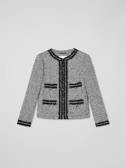 LK Bennett Black Tweed and Trim Charlie Jacket - Image 4 of 4