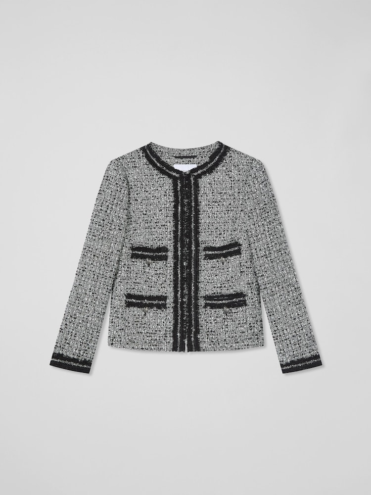 LK Bennett Black Tweed and Trim Charlie Jacket - Image 4 of 4