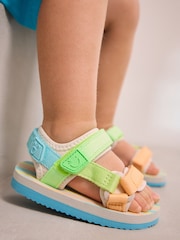 Blue/Green Bright Stripe Standard Fit (F) Touch Fastening Adjustable Strap Tape Trekker Walking Sandals - Image 1 of 8