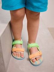 Blue/Green Bright Stripe Standard Fit (F) Touch Fastening Adjustable Strap Tape Trekker Walking Sandals - Image 3 of 8