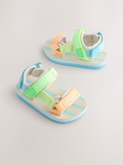 Blue/Green Bright Stripe Standard Fit (F) Touch Fastening Adjustable Strap Tape Trekker Walking Sandals - Image 4 of 8