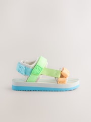 Blue/Green Bright Stripe Standard Fit (F) Touch Fastening Adjustable Strap Tape Trekker Walking Sandals - Image 5 of 8