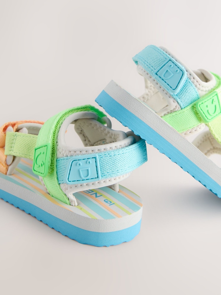 Blue/Green Bright Stripe Standard Fit (F) Touch Fastening Adjustable Strap Tape Trekker Walking Sandals - Image 6 of 8
