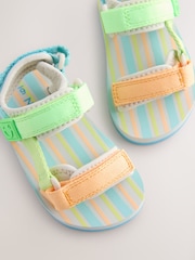 Blue/Green Bright Stripe Standard Fit (F) Touch Fastening Adjustable Strap Tape Trekker Walking Sandals - Image 7 of 8