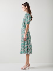 LK Bennett Cream Valerie Horses Print Belted Shirt Dress - Image 3 of 3