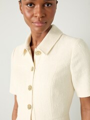 LK Bennett Cream Bellmer Spring Stripe Placement Tweed Dress - Image 3 of 3