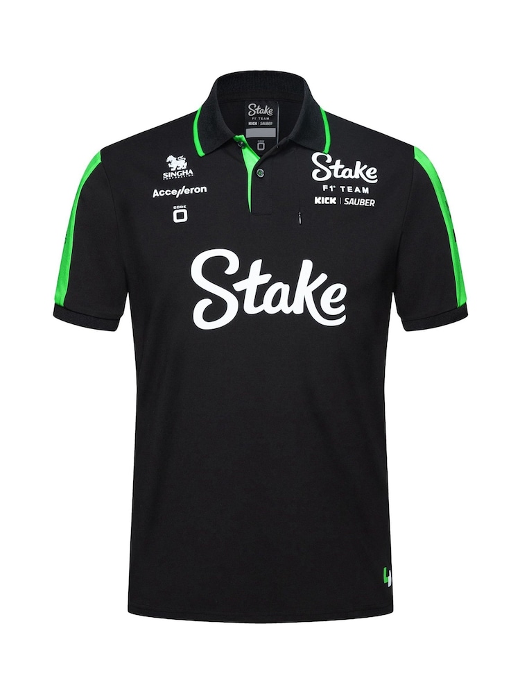 Fanatics F1 Kick Sauber F1 2024 Team Black Polo Shirt - Image 3 of 3