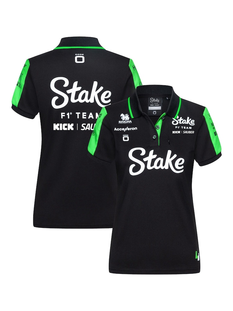 Fanatics Womens F1 Kick Sauber 2024 Team Black Polo Shirt - Image 1 of 3