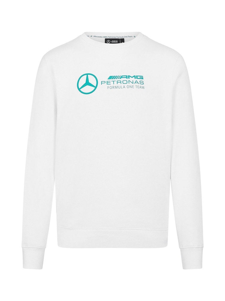 Fanatics F1 Mercedes AMG Petronas Crew White Sweatshirt - Image 3 of 3