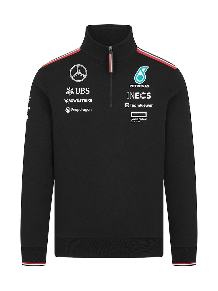 Fanatics F1 Mercedes AMG Petronas 2024 Team 1/4 Zip Black Sweatshirt - Image 1 of 2