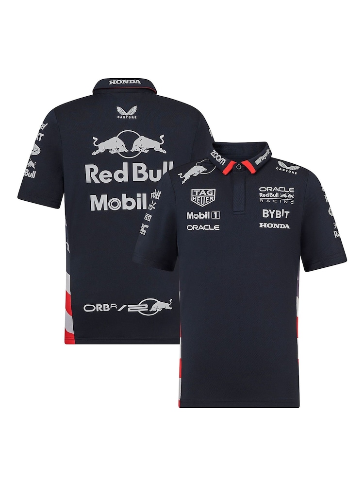 Fanatics Kids Blue F1 Red Bull Racing 2024 Team USA Race Polo Shirt - Image 1 of 3