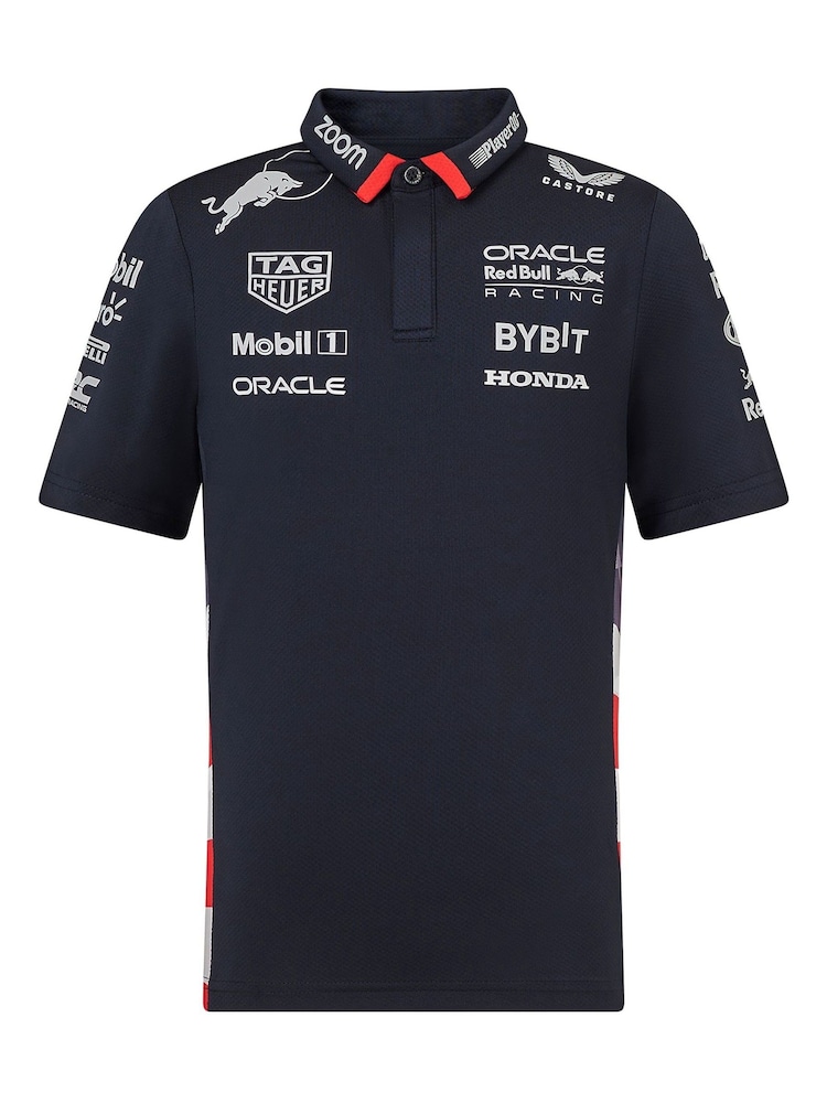 Fanatics Kids Blue F1 Red Bull Racing 2024 Team USA Race Polo Shirt - Image 2 of 3