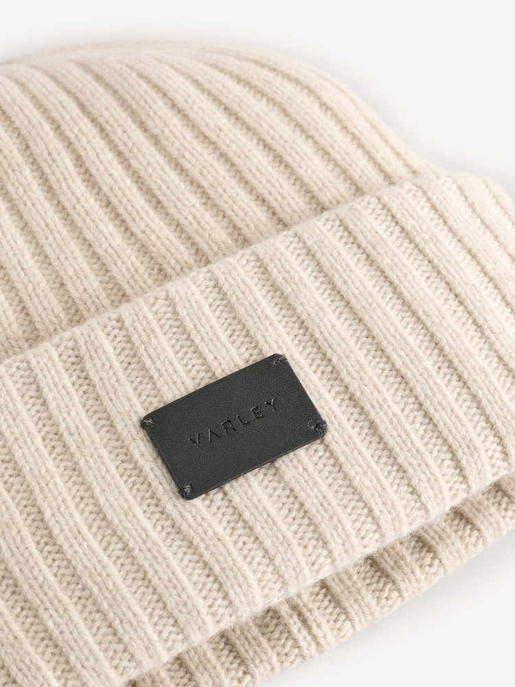Varley Cream Elva Chunky Rib Beanie - Image 2 of 4