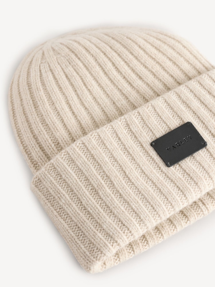 Varley Cream Elva Chunky Rib Beanie - Image 4 of 4