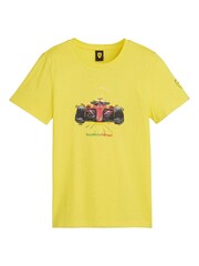 Puma Yellow Kids Scuderia Ferrari Race Graphic 100% Cotton T-Shirt - Image 2 of 3