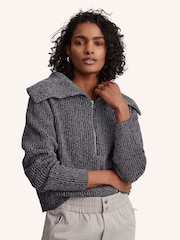 Varley Black Elise Half Zip Knit 100% Cotton Jumper - Image 1 of 6