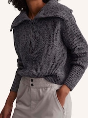 Varley Black Elise Half Zip Knit 100% Cotton Jumper - Image 3 of 6