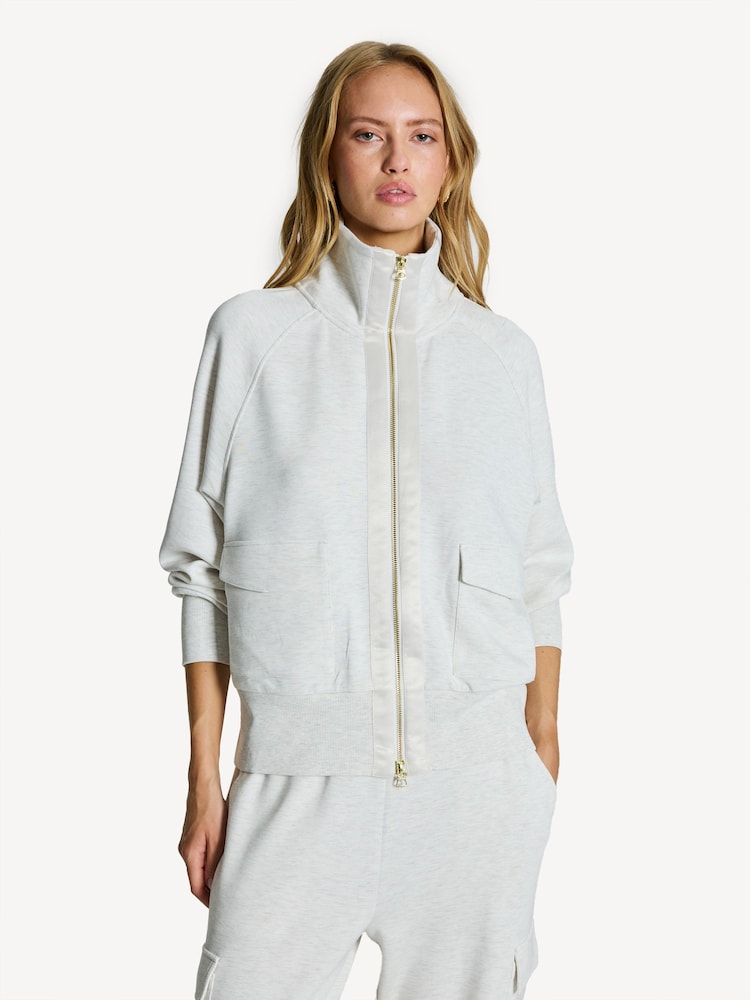 Varley Ivory Marl Roxbury Zip-Up Sweatshirt - Image 1 of 6