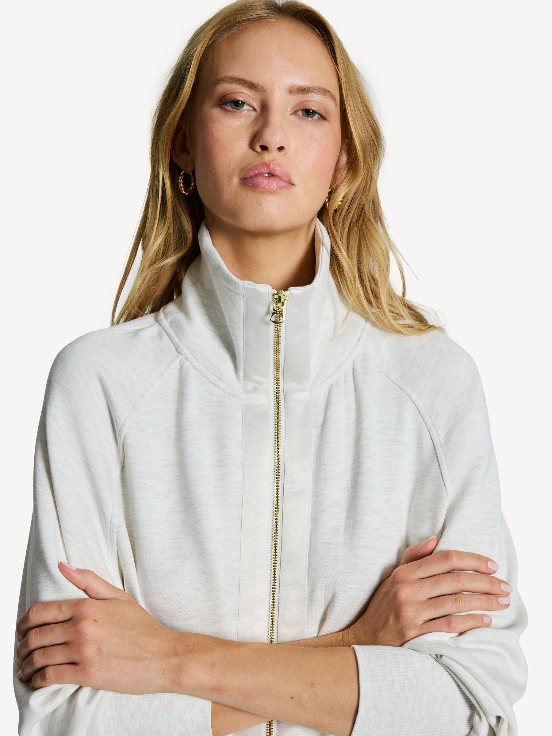 Varley Ivory Marl Roxbury Zip-Up Sweatshirt | Seasons