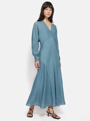 Jigsaw Blue Silk Linen Gauze Maxi Dress - Image 1 of 7