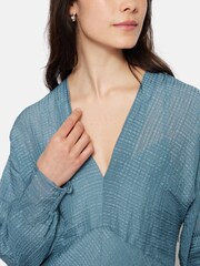 Jigsaw Blue Silk Linen Gauze Maxi Dress - Image 2 of 7