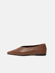 Jigsaw Brown Flat Pointed Linnie Ballerina Shoes - Image 2 of 5