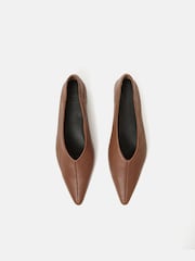 Jigsaw Brown Flat Pointed Linnie Ballerina Shoes - Image 3 of 5