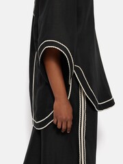 Jigsaw Black Scalloped Linen Rich Embroidery Tunic - Image 3 of 5