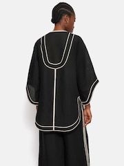 Jigsaw Black Scalloped Linen Rich Embroidery Tunic - Image 4 of 5