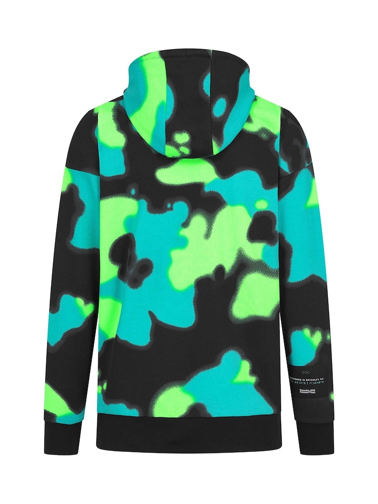 Fanatics F1 Mercedes AMG Petronas Spray Camo Relaxed Fit Black Hoodie - Image 3 of 3 Fanatics F1 Mercedes AMG Petronas Spray Camo Relaxed Fit Black Hoodie - Image 3 of 3