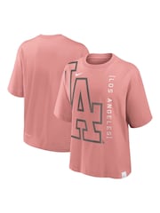 Fanatics Pink MLB Los Angeles Dodgers Statement Boxy 100% Cotton T-Shirt - Image 1 of 3