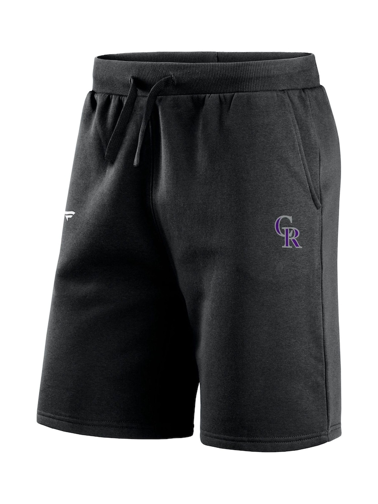 Fanatics MLB Colorado Rockies Primary Logo Graphic Fleece Black Shorts - Image 3 of 3