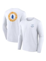 Fanatics Everton Revolve Front and Back Graphic Long Sleeve 100% Cotton White T-Shirt - Image 1 of 3