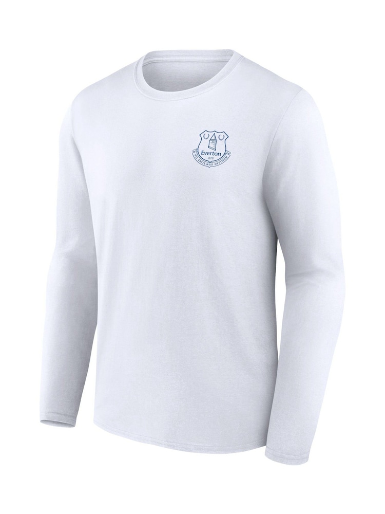 Fanatics Everton Revolve Front and Back Graphic Long Sleeve 100% Cotton White T-Shirt - Image 3 of 3