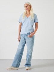 Modrá - Tričko Hush Kali 100% bavlny s nopky a výstřihem do V - Obrázek 1 z 1